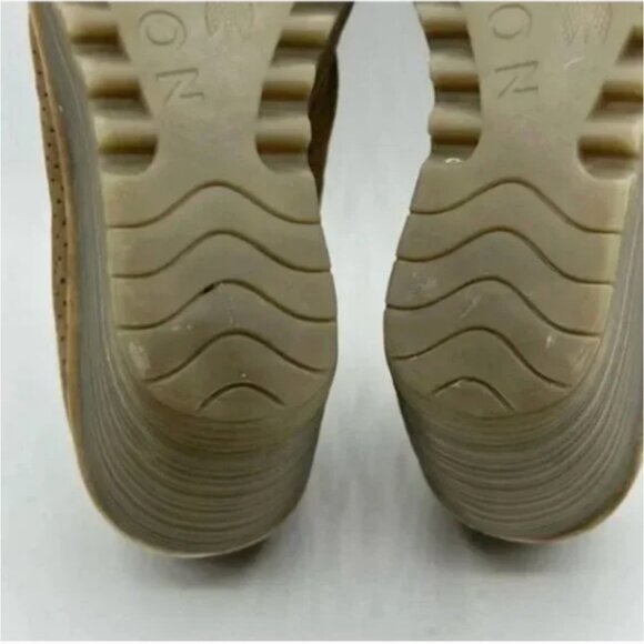 Fly London Yury Peep Toe Wedge Tan Shoe Nubuck Perforated Size EU 38 - Picture 10 of 10
